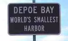 Sign for "Depoe Bay, World's Smallest Harbor"